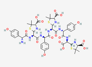 Two-dimensional chemical structure of Amoxicillin Open RIng Trimer Impurity, CAS 210289-73-9