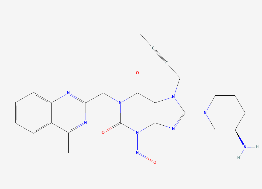 Two-dimensional chemical structure of N-Nitroso Desmethyl Linagliptin