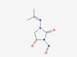 Two-dimensional chemical structure of 3-Nitroso-1-(propan-2-ylideneamino)imidazolidine-2,4-dione