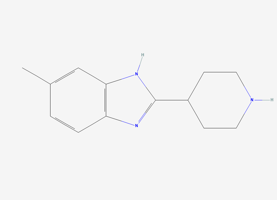 Two-dimensional chemical structure of 5-Methyl-2-piperidin-4-yl-1H-benzoimidazole