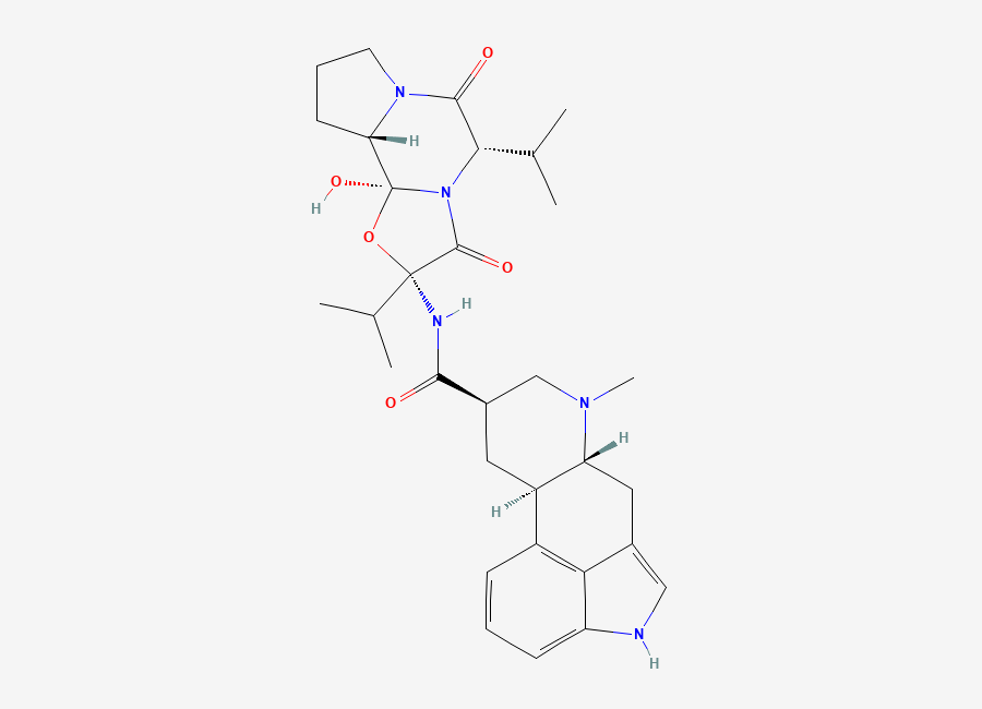 Two-dimensional chemical structure of Dihydroergocristine EP Impurity F / Dihydroergocornine (Free Base), CAS 25447-65-8