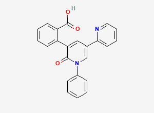 Two-dimensional chemical structure of 2-(6'-Oxo-1'-phenyl-1',6'-dihydro-[2,3'-bipyridin]-5'-yl)benzoic acid, CAS 2872587-50-1