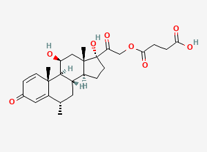 Two-dimensional chemical structure of 6α-Methylprednisolone 21-Hemisuccinate, CAS 2921-57-5