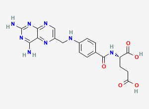 Two-dimensional chemical structure of Methotrexate EP Impurity B/ Methotrexate Related Compound B/ N-Desmethyl Methotrexate/ Aminopteridine/ Aminopterin/ 4-Aminofolic acid/ 4-Aminopteroyl-L-glutamic acid, CAS 54-62-6