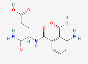Two-dimensional chemical structure of 2-Amino-6-[[[1-(aminocarbonyl)-3-carboxypropyl]amino]carbonyl]-benzoic Acid, CAS 1795373-41-9
