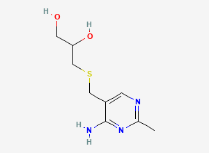 Two-dimensional chemical structure of 3-(((4-Amino-2-methylpyrimidin-5-yl)methyl)thio)propane-1,2-diol, CAS 2169341-54-0