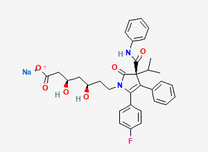 Two-dimensional chemical structure of sodium (3R,5R)-7-[(3R)-5-(4-fluorophenyl)-2-oxo-4-phenyl-3-(phenylcarbamoyl)-3-propan-2-ylpyrrol-1-yl]-3,5-dihydroxyheptanoate