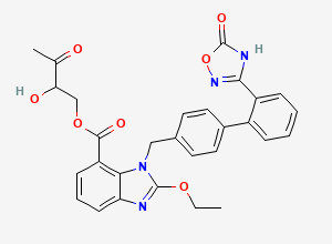 Two-dimensional chemical structure of Azilsartan 2-hydroxy-3-oxobutyl ester, CAS 3031851-96-1