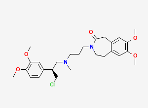 Two-dimensional chemical structure of (S)-3-(3-((3-Chloro-2-(3,4-dimethoxyphenyl)propyl)(methyl)amino)propyl)-7,8-dimethoxy-1,3,4,5-tetrahydro-2H-benzo[d]azepin-2-one, CAS 2768438-46-4