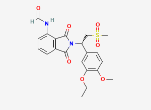 Two-dimensional chemical structure of Apremilast N-formyl impurity/ N-Desacetyl-N-formyl Apremilast, CAS 2077897-94-8