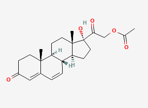 Two-dimensional chemical structure of 11-Deshydroxy 6,7-Didehydro Hydrocortisone 21-Acetate