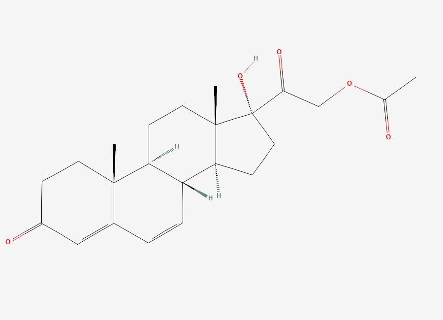 Two-dimensional chemical structure of 11-Deshydroxy 6,7-Didehydro Hydrocortisone 21-Acetate