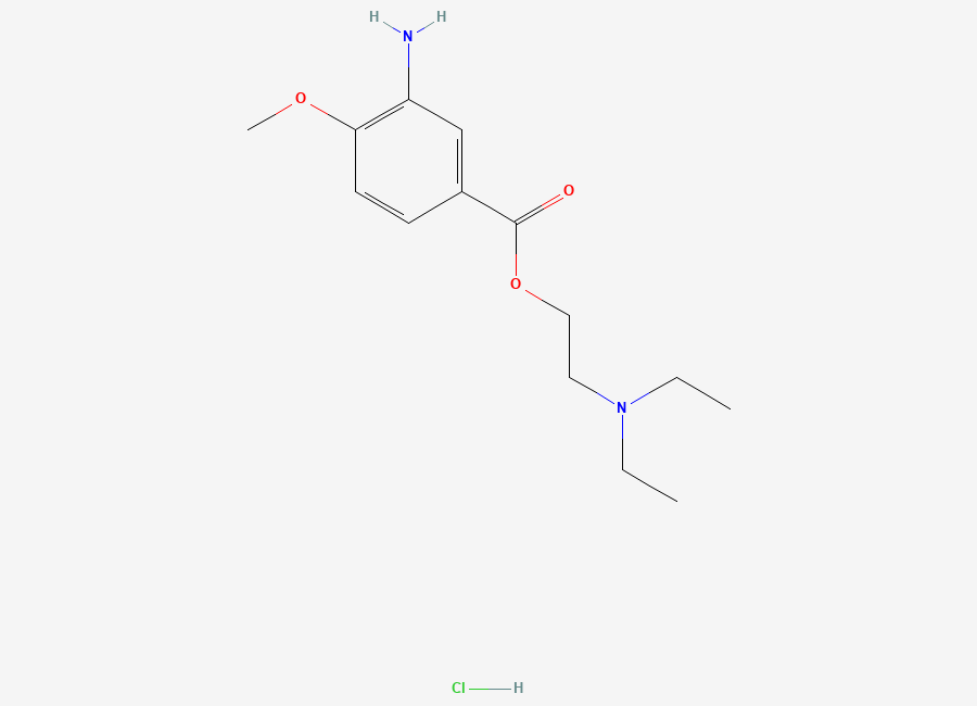 Two-dimensional chemical structure of 2-(Diethylamino)ethyl 3-amino-4-methoxybenzoate Hydrochloride, CAS 2512217-93-3