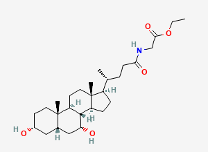 Two-dimensional chemical structure of N-[(3a,5b,7a)-3,7-Dihydroxy-24-oxocholan-24-yl]-glycine Ethyl Ester