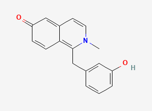 Two-dimensional chemical structure of 1-[(3-Hydroxyphenyl)methyl]-2-methylisoquinolin-6-one, CAS 2514691-61-1