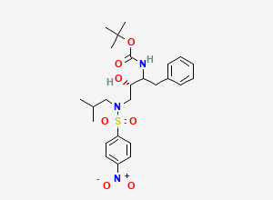 Two-dimensional chemical structure of N-[(1S,2S)-2-Hydroxy-3-[(2-methylpropyl)[(4-nitrophenyl)sulfonyl]amino]-1-(phenylmethyl)propyl]carbamic Acid 1,1-Dimethylethyl Ester