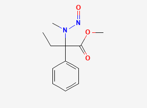 Two-dimensional chemical structure of 2-(N-nitroso,N-methylamino)-2-phenyl-n-butanoic acid methyl ester