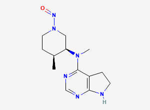Two-dimensional chemical structure of N-methyl-N-((3S,4S)-4-methyl-1-nitrosopiperidin-3-yl)-6,7-dihydro-5H-pyrrolo[2,3-d]pyrimidin-4-amine