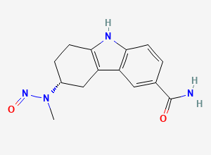 Two-dimensional chemical structure of (R)-3-(methyl(nitroso)amino)-2,3,4,9-tetrahydro-1H-carbazole-6-carboxamide