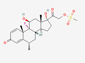 Two-dimensional chemical structure of Pregna-1,4-diene-3,20-dione-9-fluoro-11?,17,21-trihydroxy-6?-methyl-21-methanesulfonate, CAS 2796-99-8