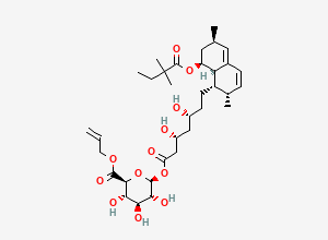 Two-dimensional chemical structure of prop-2-enyl (2S,3S,4S,5R,6S)-6-[(3R,5R)-7-[(1S,2S,6R,8S,8aR)-8-(2,2-dimethylbutanoyloxy)-2,6-dimethyl-1,2,6,7,8,8a-hexahydronaphthalen-1-yl]-3,5-dihydroxyheptanoyl]oxy-3,4,5-trihydroxyoxane-2-carboxylate