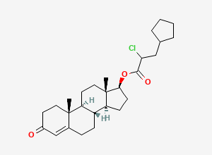Two-dimensional chemical structure of 21-Chlorotestosterone Cypionate