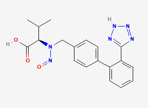 Two-dimensional chemical structure of (S)-2-(((2'-(1H-Tetrazol-5-yl)-[1,1'-biphenyl]-4-yl)methyl)(nitroso)amino)-3-methylbutanoic Acid