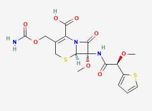 Two-dimensional chemical structure of Cefoxitin EP Impurity E /(R)-Methoxy Cefoxitin, CAS 2395025-32-6