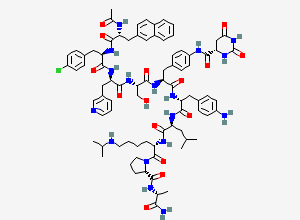 Two-dimensional chemical structure of Descarbamoyl Degarelix Impurity, CAS 2648486-37-5
