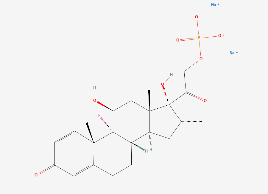 Two-dimensional chemical structure of Dexamethasone Sodium Phosphate, CAS 2392-39-4
