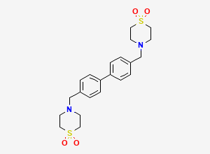 Two-dimensional chemical structure of 4,4'-([1,1'-biphenyl]-4,4'-diylbis(methylene))bis(thiomorpholine 1,1-dioxide), CAS 2756973-43-8