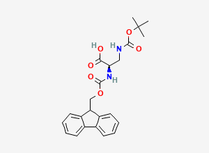 Two-dimensional chemical structure of 3-((tert-Butoxy(hydroxy)methylidene)amino)-N-(((9H-fluoren-9-yl)methoxy)(hydroxy)methylidene)alanine