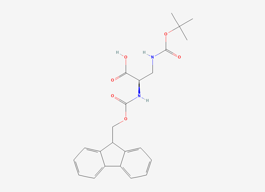 Two-dimensional chemical structure of 3-((tert-Butoxy(hydroxy)methylidene)amino)-N-(((9H-fluoren-9-yl)methoxy)(hydroxy)methylidene)alanine