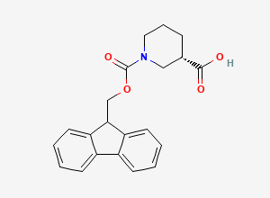 Two-dimensional chemical structure of (3S)-1-{[(9H-Fluoren-9-yl)methoxy]carbonyl}piperidine-3-carboxylic acid