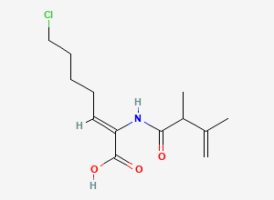 Two-dimensional chemical structure of (Z)-7-chloro-2-(2,3-dimethylbut-3-enoylamino)hept-2-enoic acid