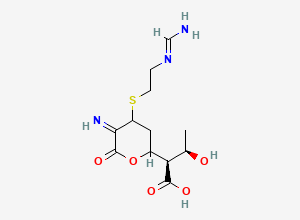 Two-dimensional chemical structure of (2R,3R)-2-(4-((2-Formimidamidoethyl)thio)-5-imino-6-oxotetrahydro-2H-pyran-2-yl)-3-hydroxybutanoic Acid, CAS 1193105-97-3