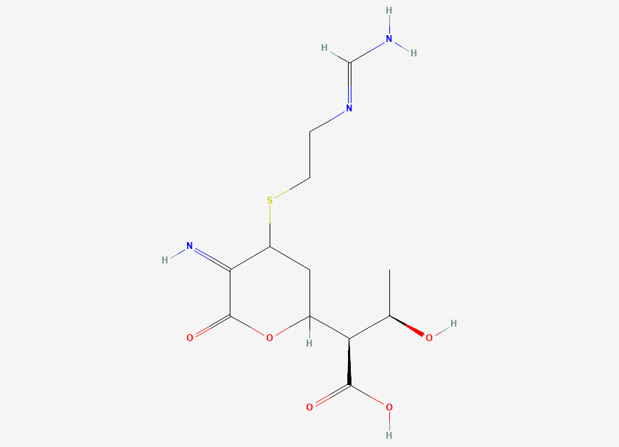 Two-dimensional chemical structure of (2R,3R)-2-(4-((2-Formimidamidoethyl)thio)-5-imino-6-oxotetrahydro-2H-pyran-2-yl)-3-hydroxybutanoic Acid, CAS 1193105-97-3