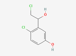 Two-dimensional chemical structure of 4-Chloro-3-(2-chloro-1-hydroxyethyl)phenol, CAS 2353261-33-1