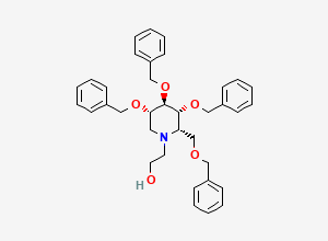 Two-dimensional chemical structure of (2S,3R,4R,5S)-3,4,5-Tris(phenylmethoxy)-2-[(phenylmethoxy)methyl]-1-piperidineethanol, CAS 1445783-86-7