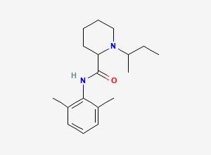 Two-dimensional chemical structure of 1-butan-2-yl-N-(2,6-dimethylphenyl)piperidine-2-carboxamide, CAS 2125994-25-2