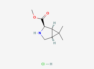 Two-dimensional chemical structure of rel-methyl (1R,2R,5S)-6,6-dimethyl-3-azabicyclo[3.1.0]hexane-2-carboxylate hydrochloride