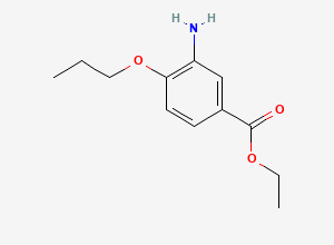Two-dimensional chemical structure of Ethyl 3-amino-4-propoxybenzoate, CAS 342044-71-7