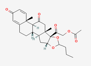 Two-dimensional chemical structure of 21-Acetoxy-11-oxo-16alpha,17alpha-propylmethylenedioxpregna-1,4-diene-3,20-dione