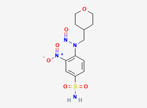 Two-dimensional chemical structure of 3-nitro-4-(nitroso((tetrahydro-2H-pyran-4-yl)methyl)amino)benzenesulfonamide