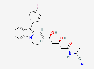 Two-dimensional chemical structure of (3S,5S)-Fluvastatin (R)-2-cyanoethylamide