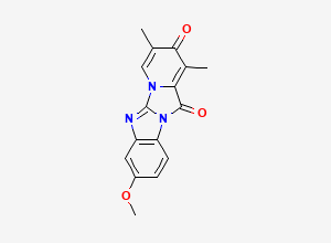 Two-dimensional chemical structure of 8-methoxy-1,3-dimethylbenzo[4',5']imidazo[2',1':2,3]imidazo[1,5-a]pyridine-2,12-dione