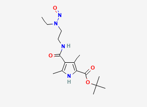 Two-dimensional chemical structure of Tert-butyl 4-((2-(ethyl(nitroso)amino)ethyl)carbamoyl)-3,5-dimethyl-1H-pyrrole-2-carboxylate