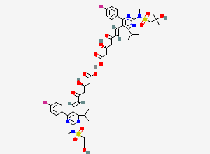 Two-dimensional chemical structure of (R,E)-7-(4-(4-Fluorophenyl)-2-(2-hydroxy-N,2-dimethylpropylsulfonamido)-6-isopropylpyrimidin-5-yl)-3-hydroxy-5-oxohept-6-enoate