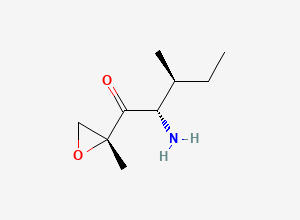Two-dimensional chemical structure of (2S,3S)-2-amino-3-methyl-1-[(2R)-2-methyloxiran-2-yl]pentan-1-one