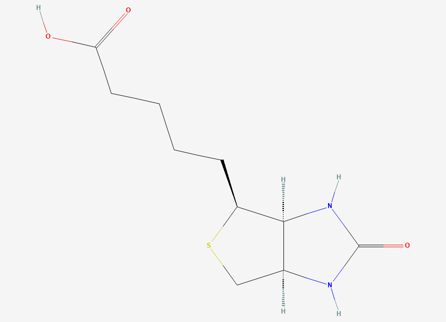 Two-dimensional chemical structure of Biotin, CAS 58-85-5